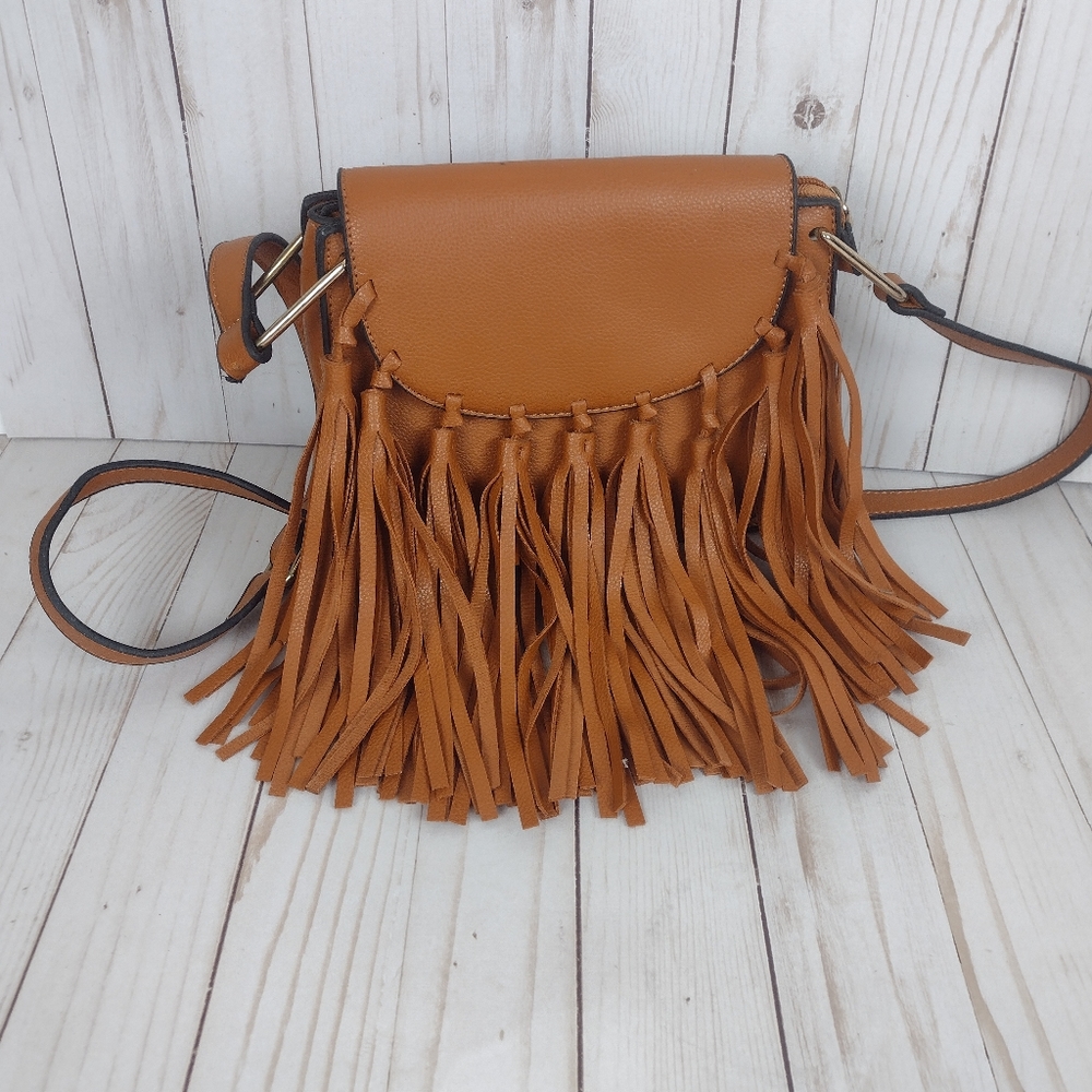 Fringed Boho Chic Tan Crossbody Purse